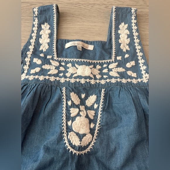 Lovers + Friends Revolve Dream Catcher Top Blue Lagoon Sz L chambray boho beach - Picture 3 of 6